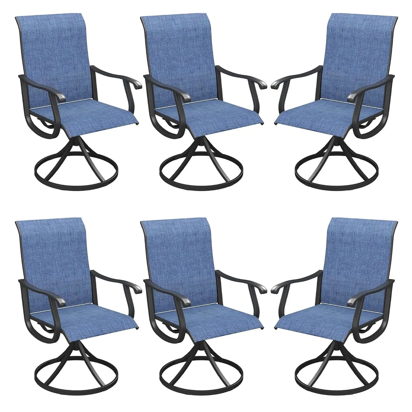 Patio Swivel Dining Chairs Set Of 6 Breathable Textilene Fabric All Weather
