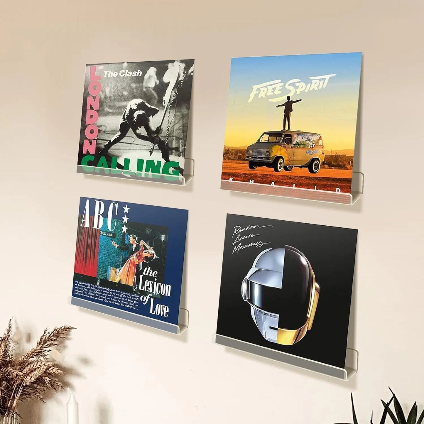 8 Pack Clear Acrylic Vinyl Record Wall Shelves 12 Inch Floating Display Albums