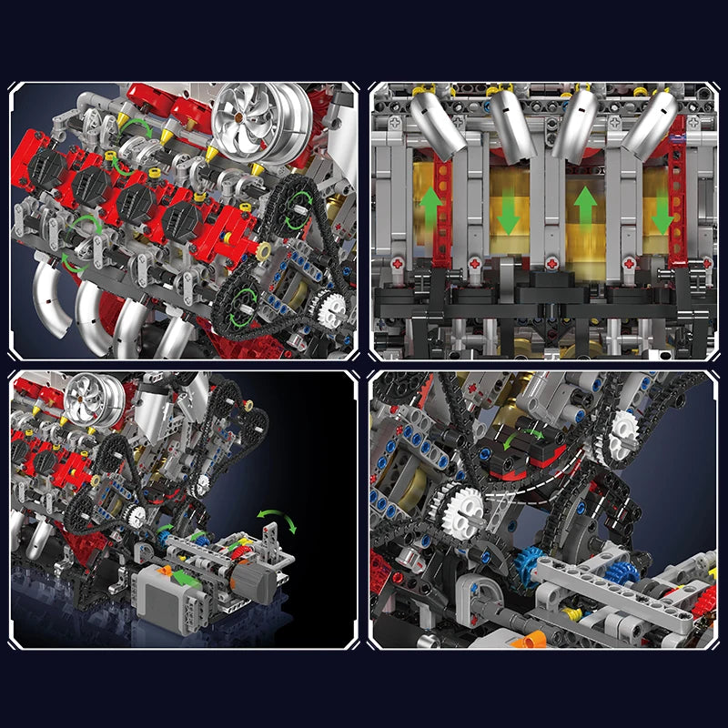 Mould King 10130 F488 Supercar V8 Engine Building Block Set Gift