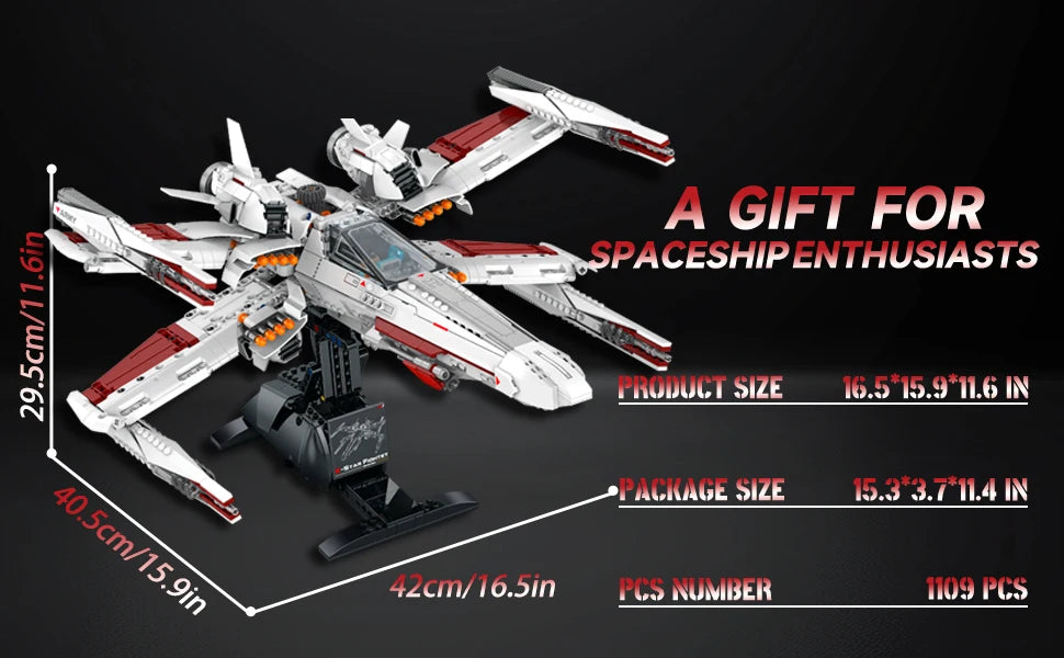 1109 Piece Stand Display Bracket Building Blocks For X Wing Space Wars Fighter