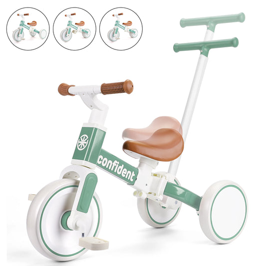 4 In 1 Baby Balance Bike With Parent Steering Trike Gift