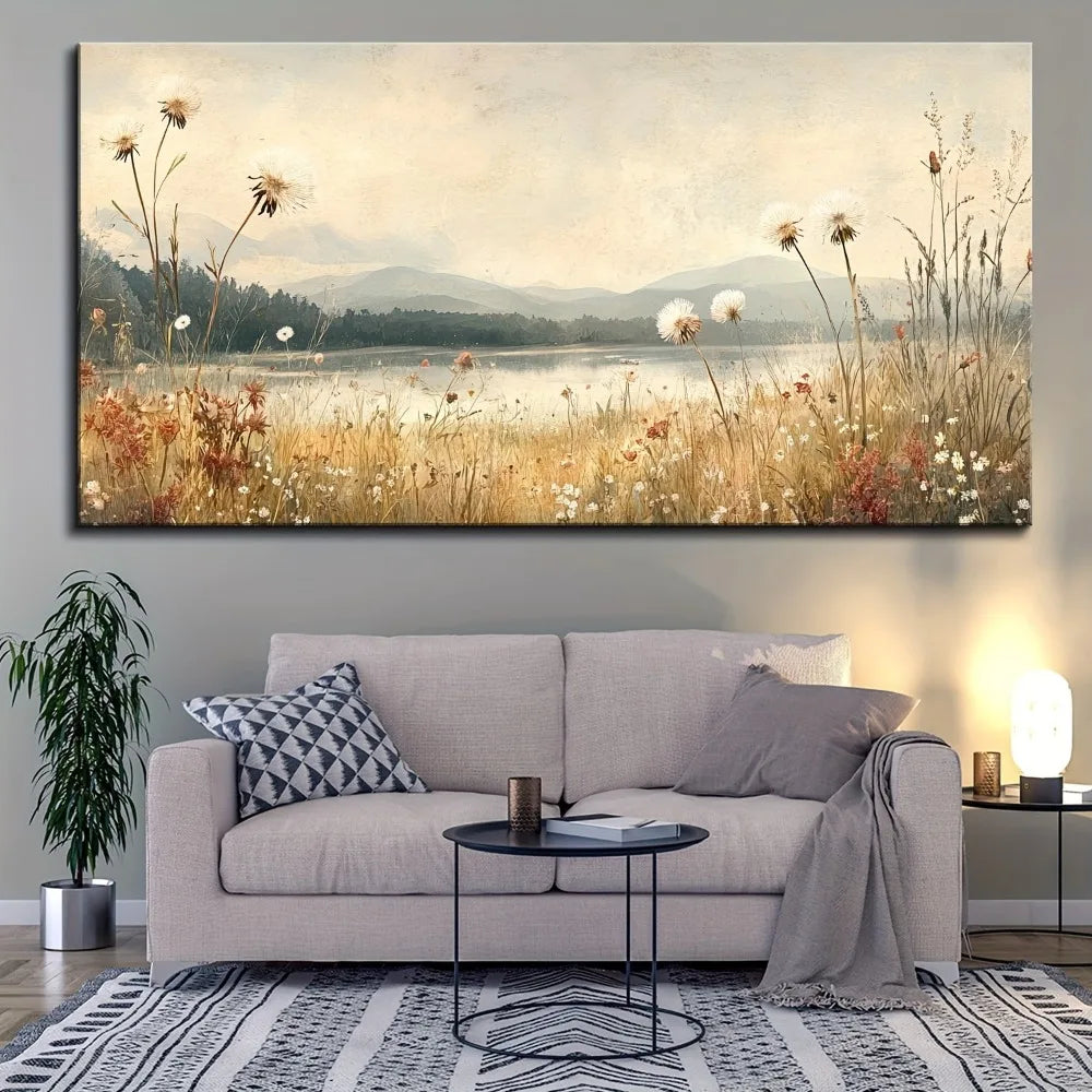 Fall Watercolor Landscape Canvas In 1.5 Inch Pine Wood Frame Farmhouse Wall Art