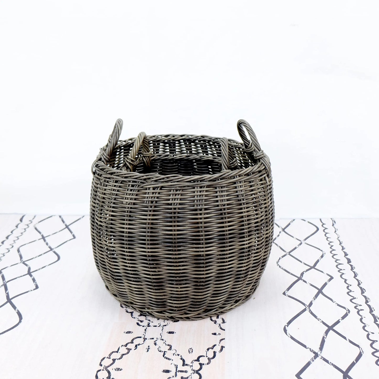 Two Pack Stackable Hand Woven Wicker Laundry Basket