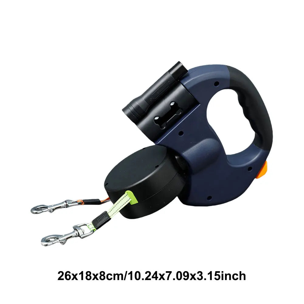 Double Headed Dog Leash With 360 Degree Swivel And LED