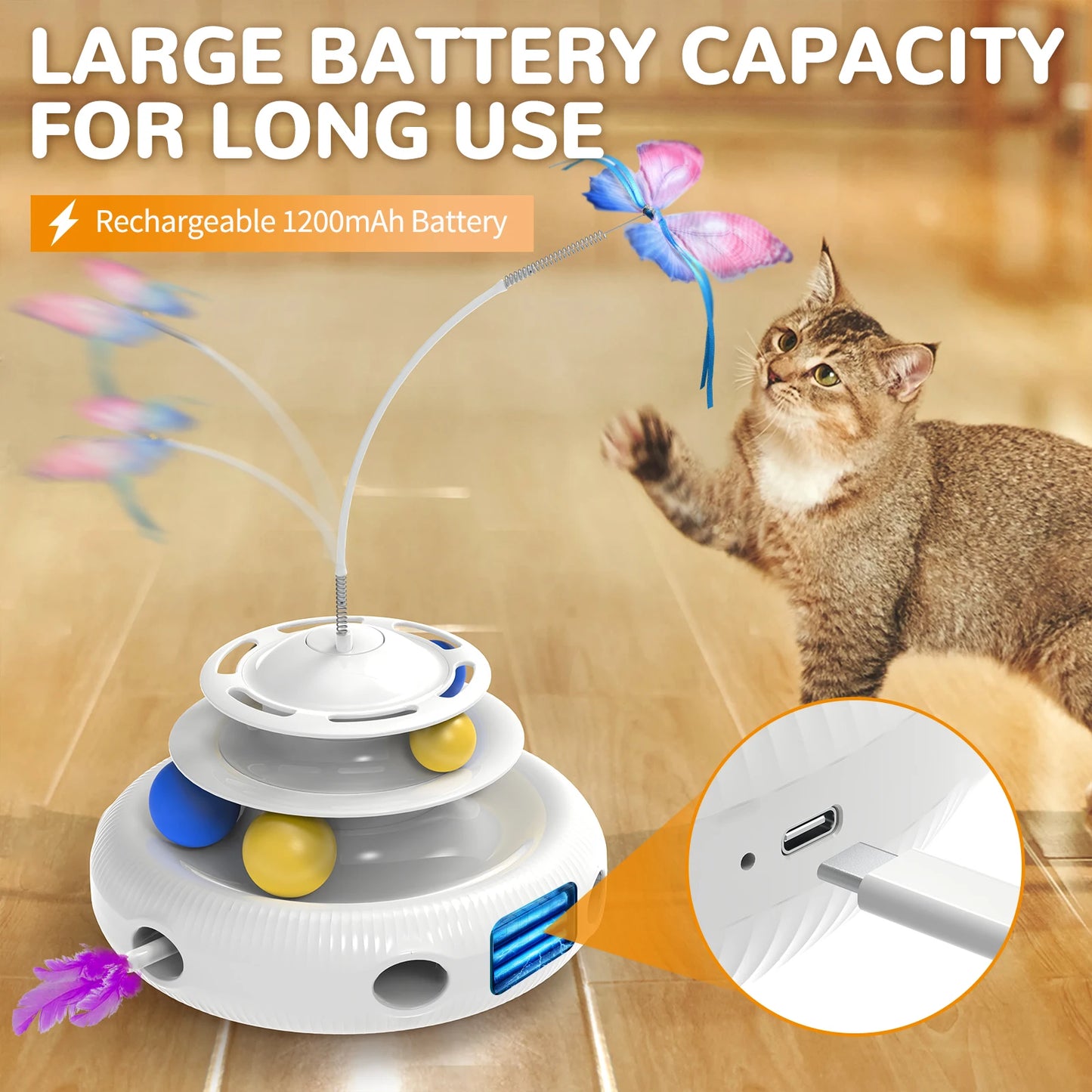 Chargeable Cat Laser Interactive Puzzle Toy USB Feather