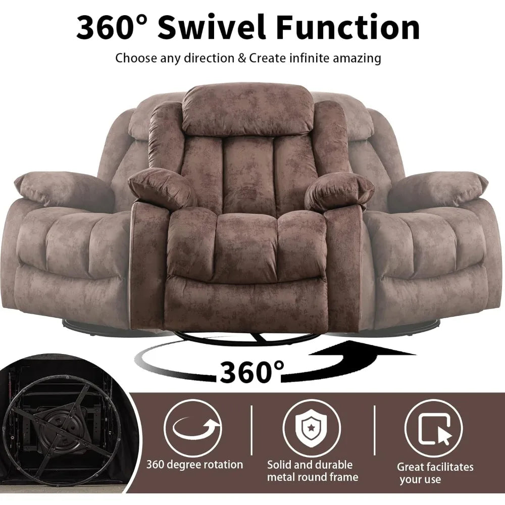 Massage Rocker Recliner With Heat And Vibration Fabric Single Sofa Heavy Duty