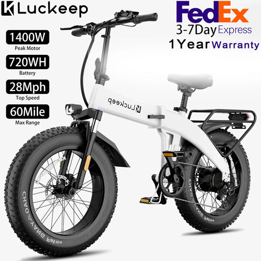 Luckeep X1 Fold Electric Bike 1400W Peak Motor 48V 15Ah Battery 20 Inch Fat Tire