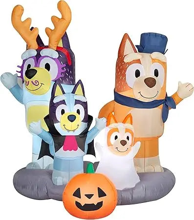 Halloween Inflatable Bluey and Family Scene, 5.5 ft Tall, Multi