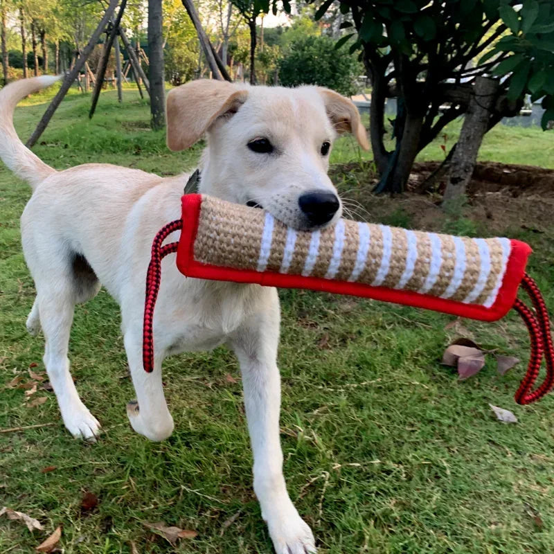 Dog Tug Rope Pillow Chew Toy Hemp Linen Durable Interactive
