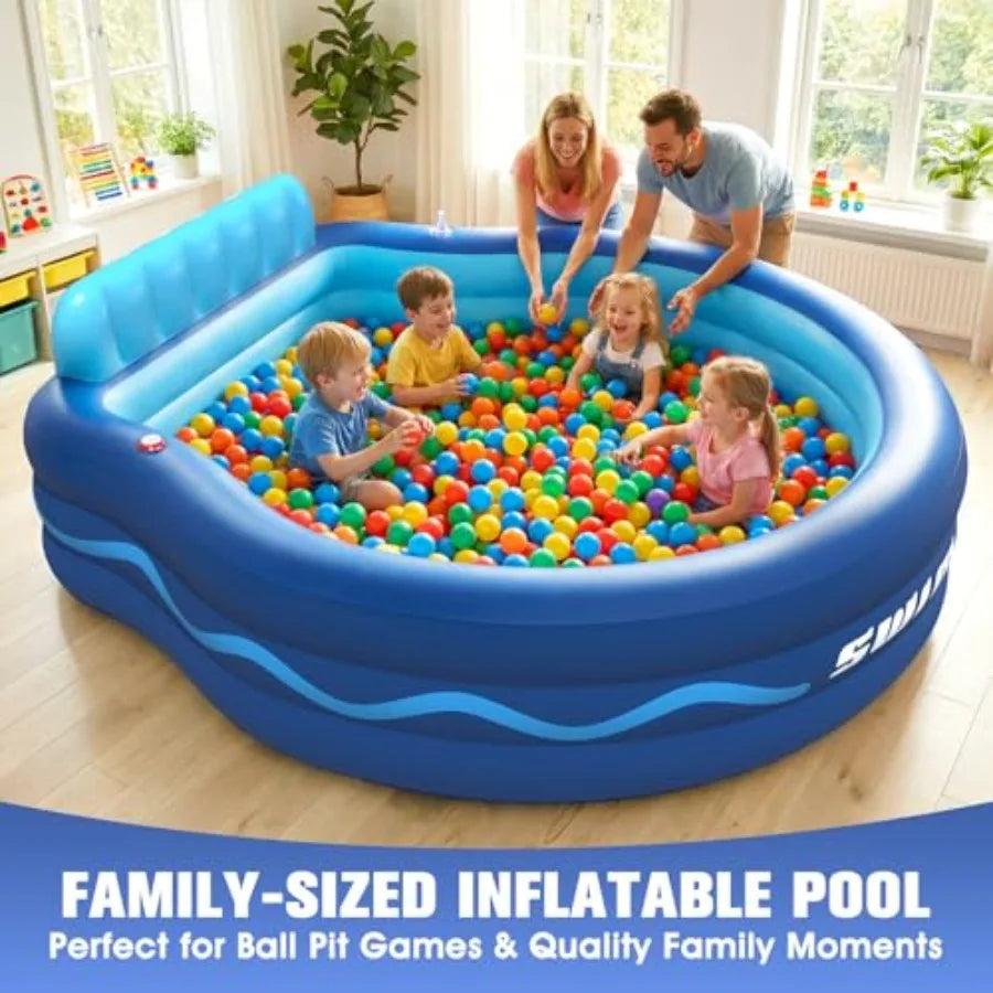 Oversized Inflatable Pool With Seats And Headrest For Adults PVC Backyard Pool