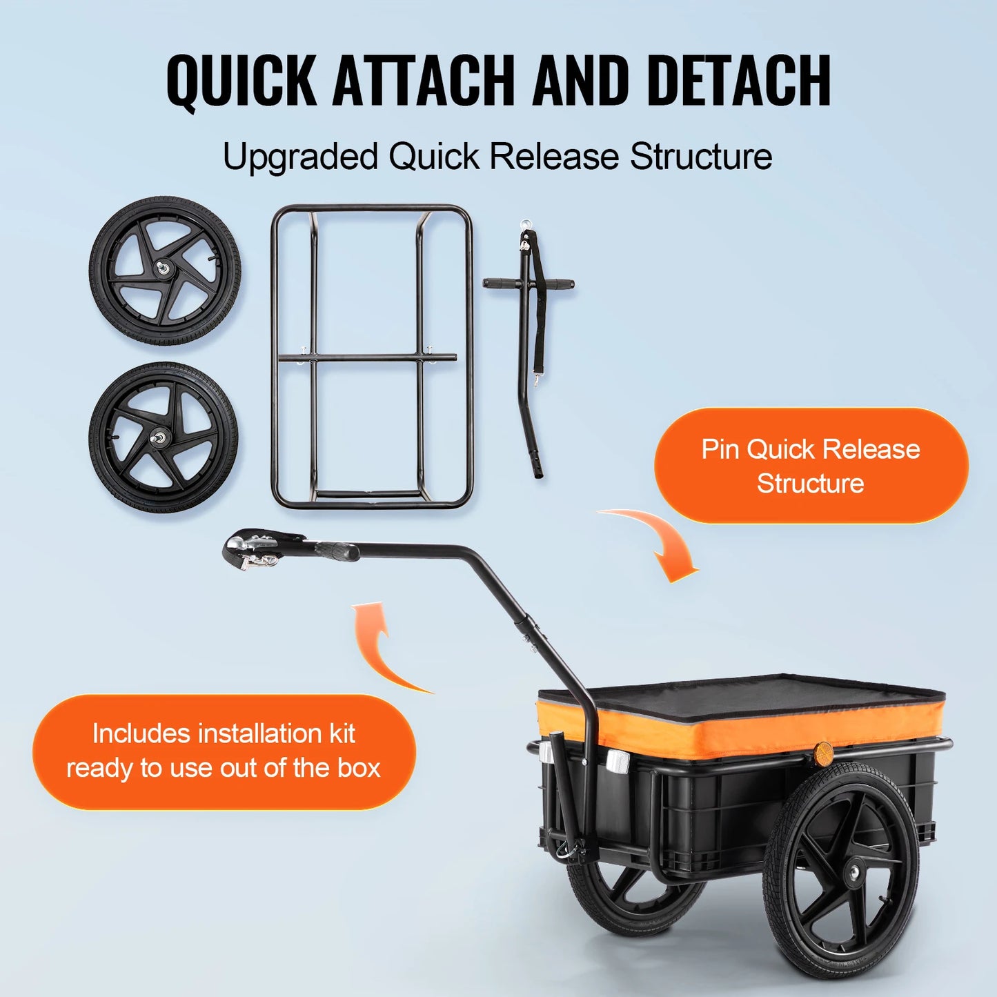SucceBuy 88Lbs Bike Cargo Trailer Foldable With 16in Wheels