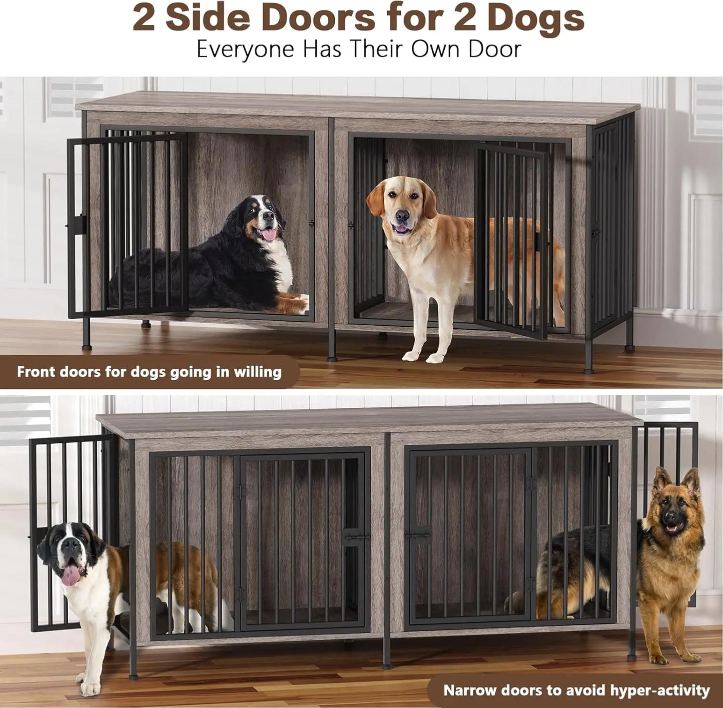 78 Inch Dog Cage Furniture With Divider TV Stand For Medium And Large Breeds