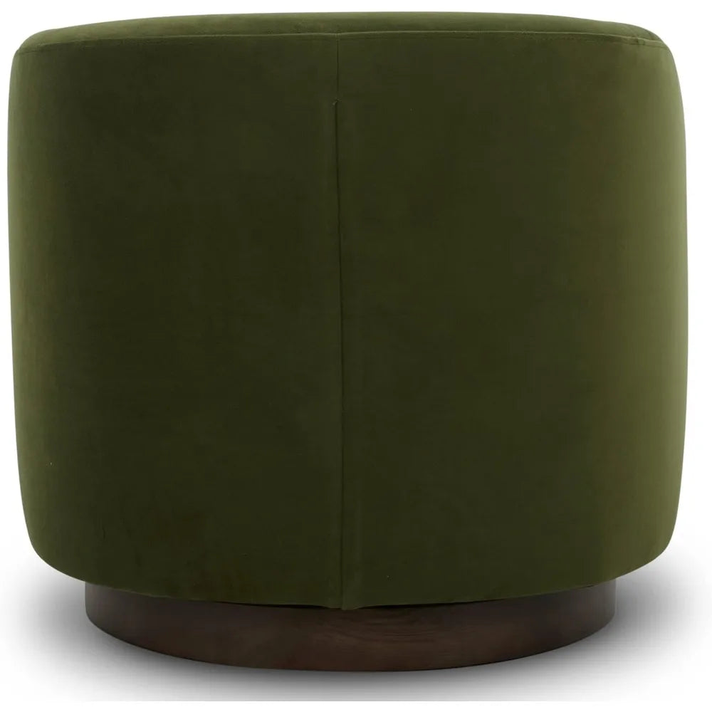 Forest Green Swivel Velvet Barrel Chair FSC Certified Upholstery Fully Assembled