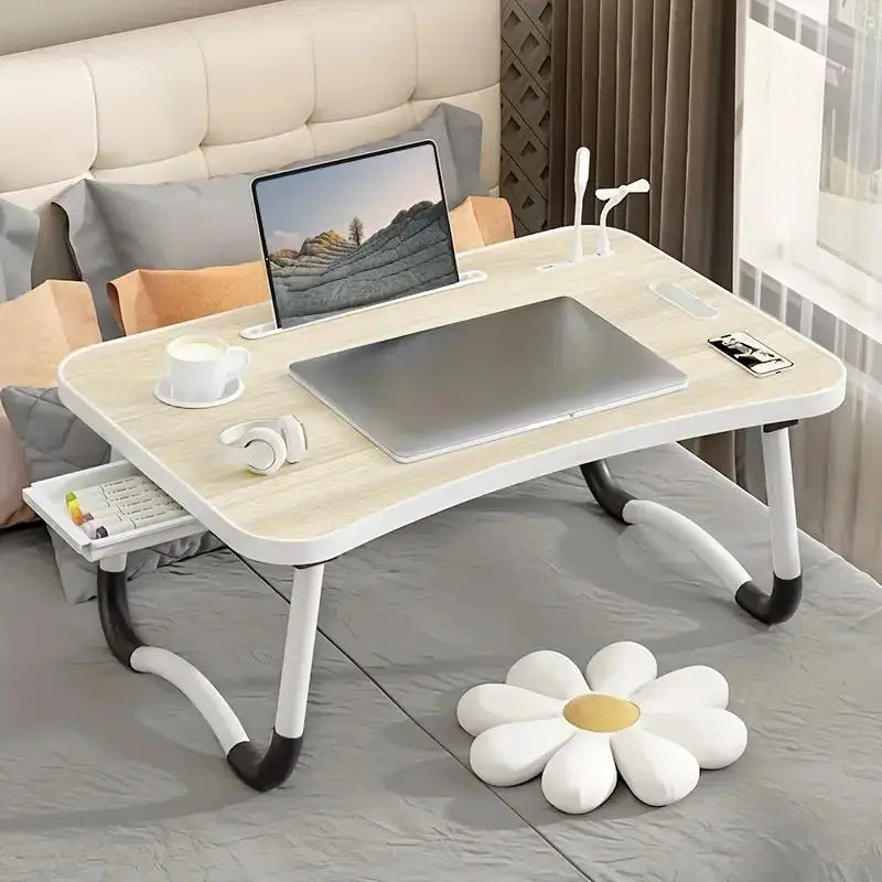 Foldable Portable Laptop Desk With USB Light And Cup Holder