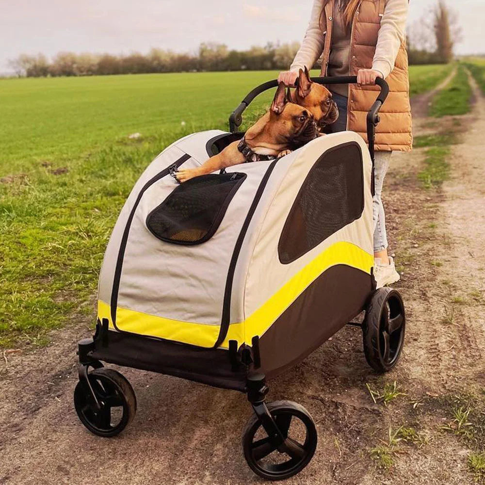 Premium Dog Stroller Pram Four Wheel Foldable Travel Cart