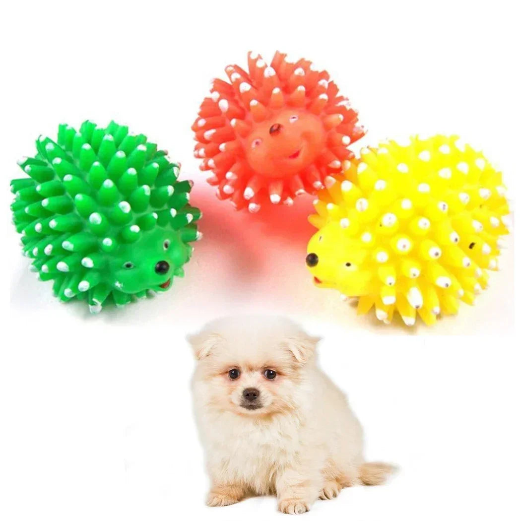Realistic Hedgehog Soft Squeaky Rubber Dental Chew Toy For Small Dogs