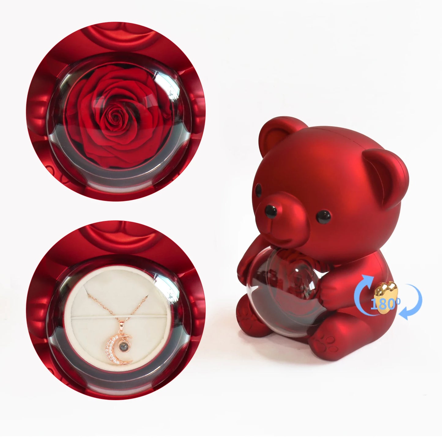 Eternal Rose Bear Gift Box With Necklace And Jewelry Box