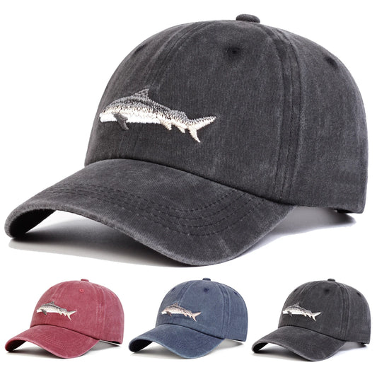 Unisex Shark Embroidered Baseball Cap Adjustable Outdoor Sun Protection Hat