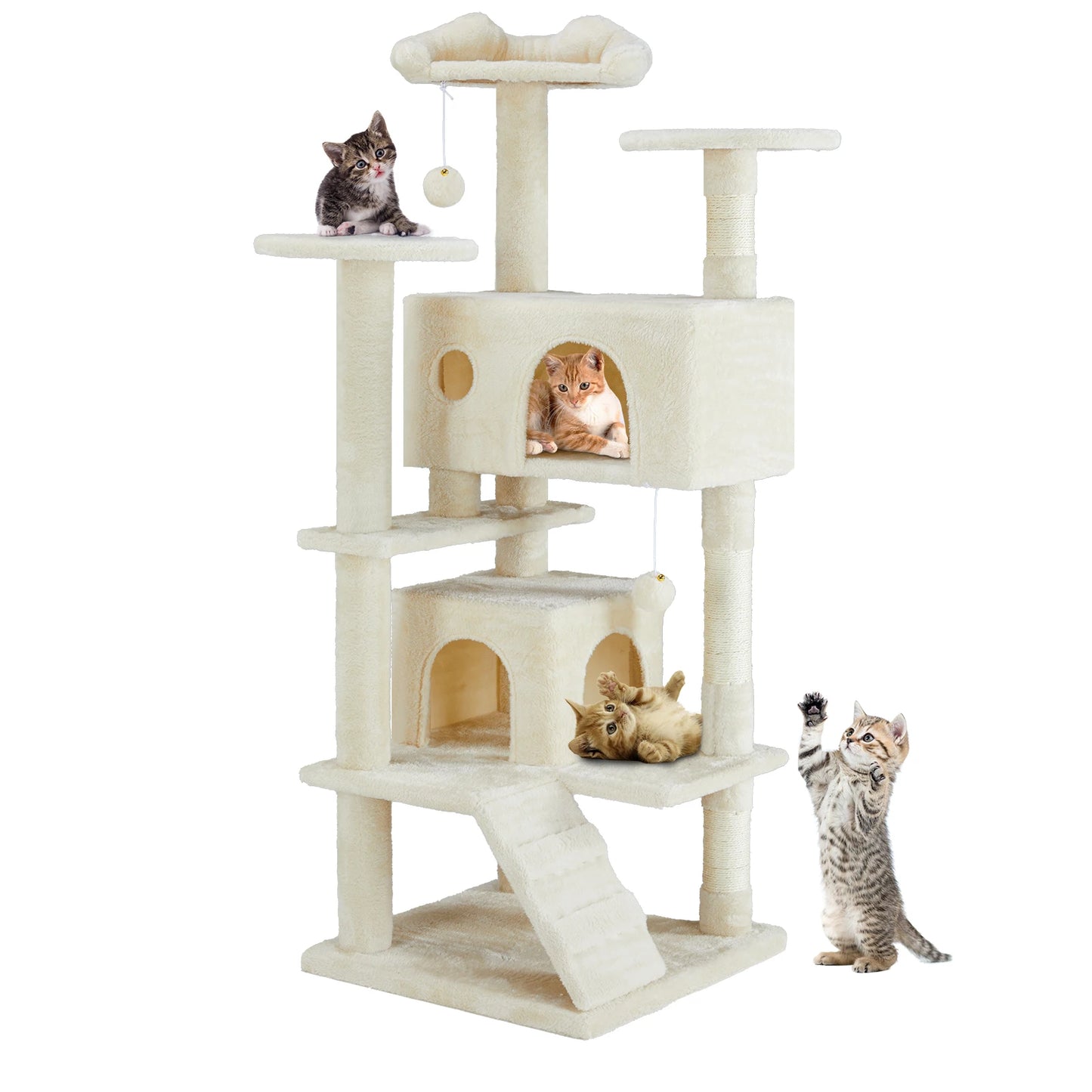 JHK 54 Inch Tall Multi Level Cat Tree Tower Indoor Pet Furniture Stable Kitty Play House with Sisal Scratching Post
