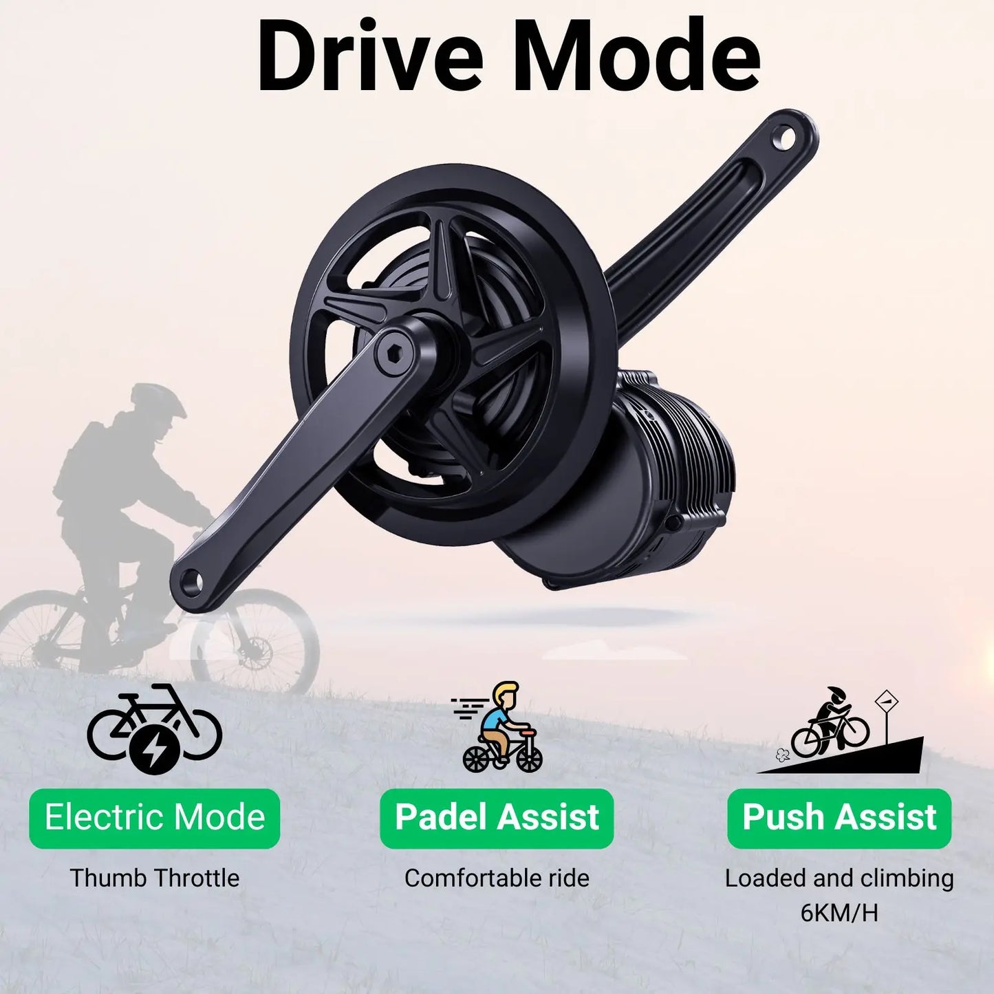 Ebike Conversion Kit Battery 750W Mid Drive Torque Sensor