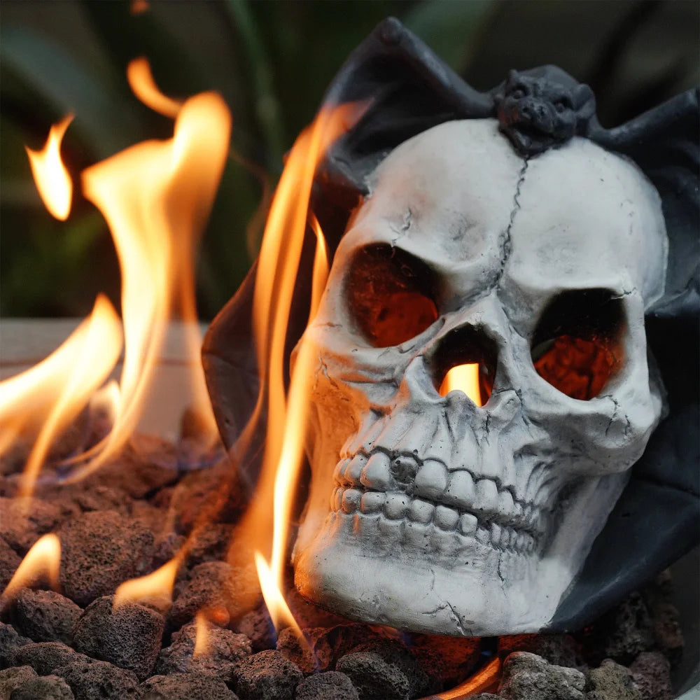 Demon Skull Gas Log Ventless Fire Pit Outdoor Decor