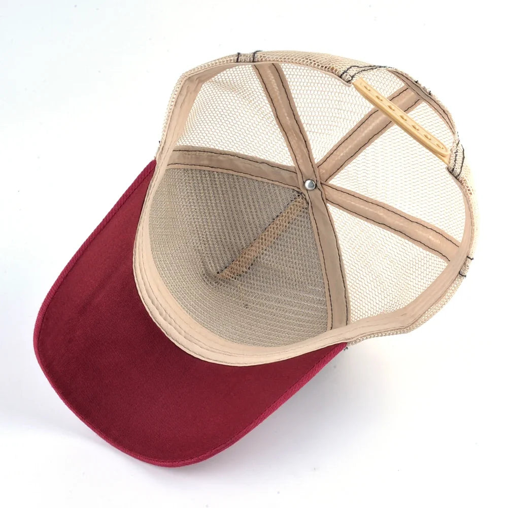 Unisex Embroidered Goat Patch Trucker Cap Four Seasons Snapback Baseball Hat