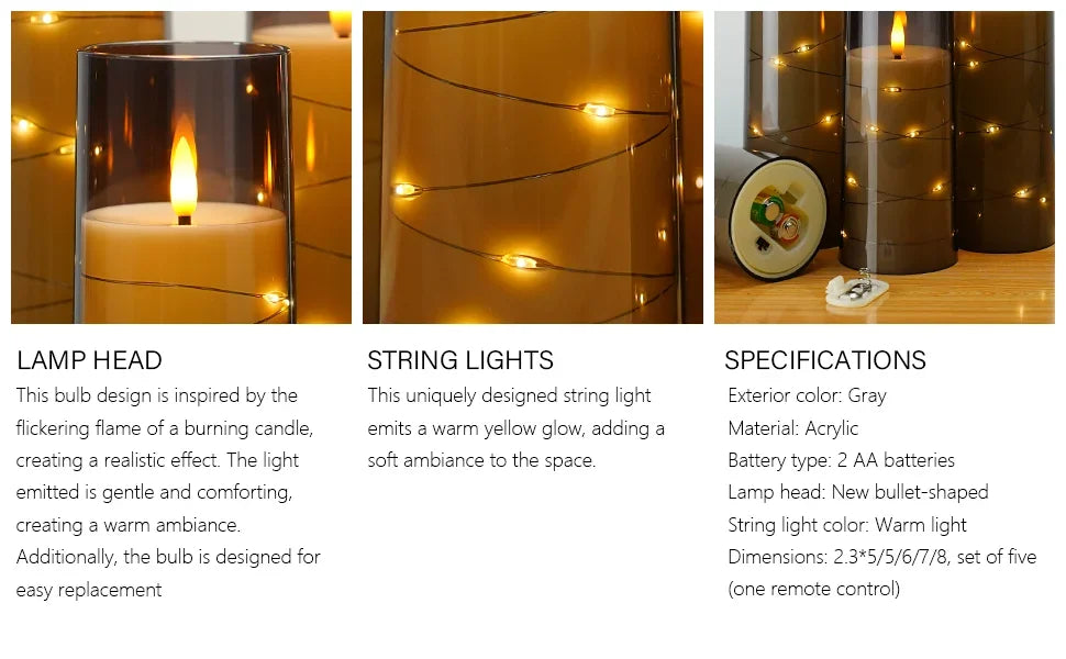 Five Pack Flameless LED Candles With Timer For Wedding