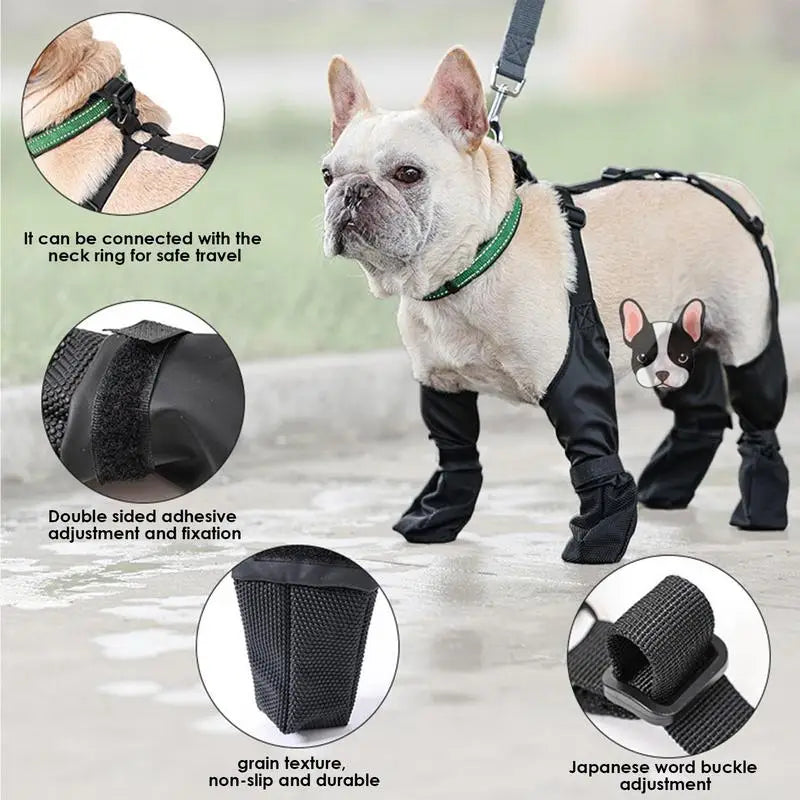 Outdoor Dog Boots With Suspenders Waterproof Paw Protectors For Small Large Dogs