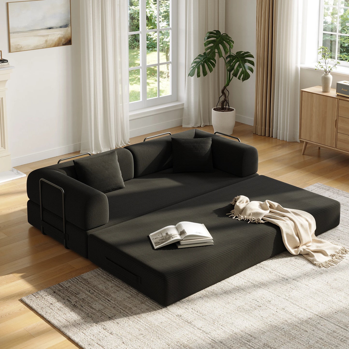 Convertible Floor Sofa Bed With Fixed Frame 5 In 1 Modular Sofa