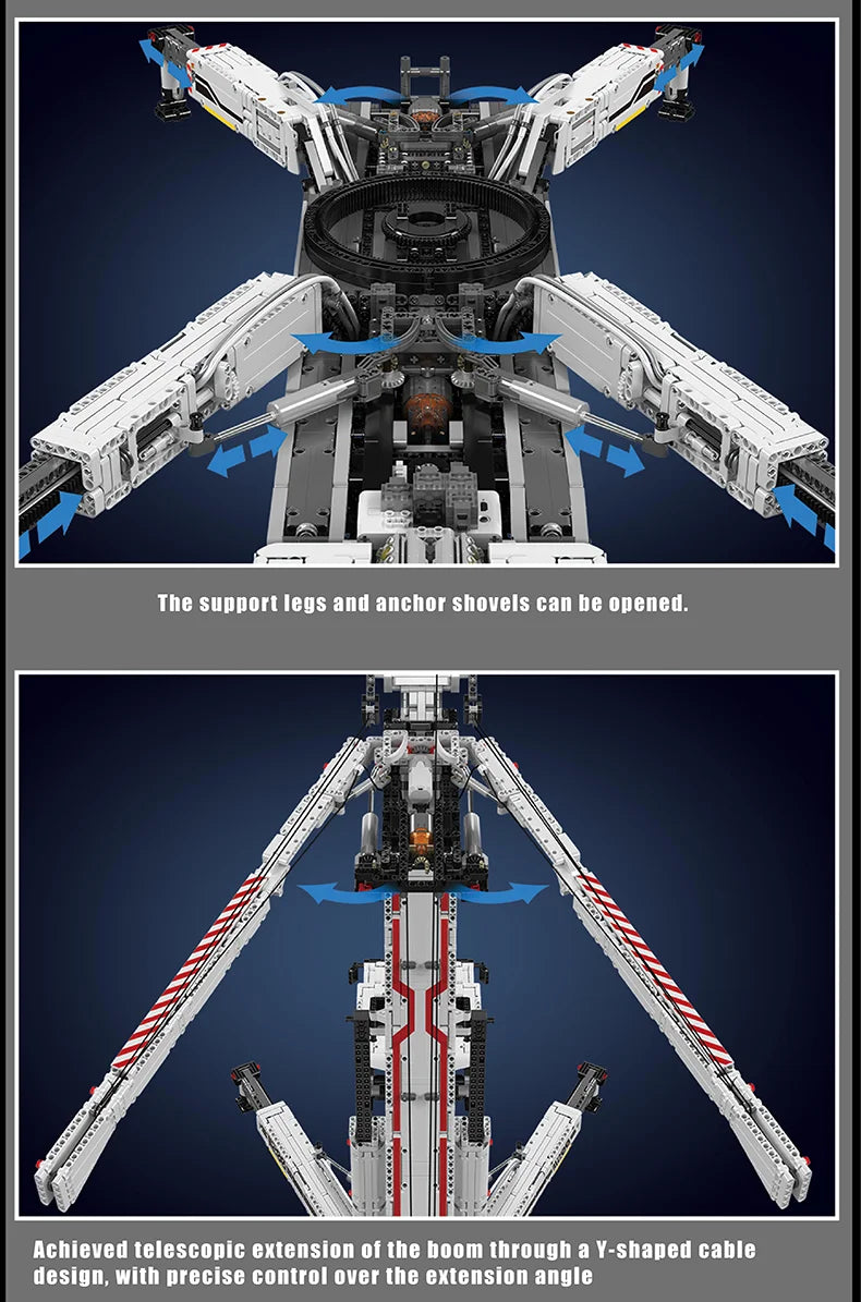 Mould King 17007 17008 Motorized Crane Building Block Set for Kids
