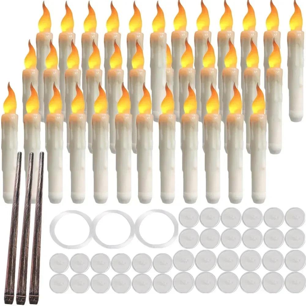 Floating LED Candles With Wand Remote Flameless Decor