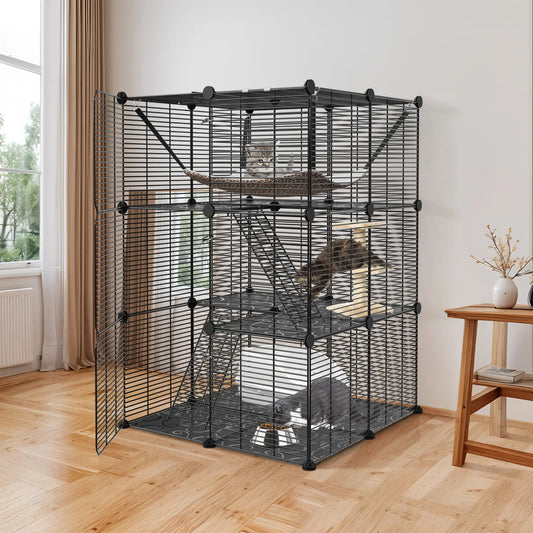 3 Tier Metal Wire Cat Cage With Hammock For 1 To 2 Cats