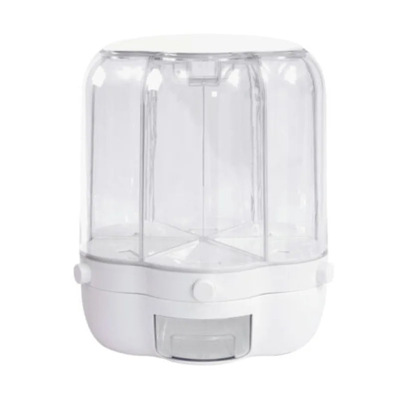Rotating Food Storage Container For Rice Beans Grains Transparent With Lid