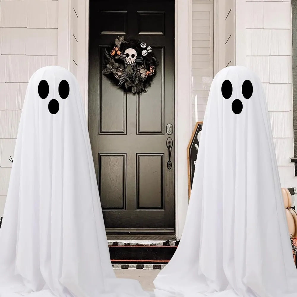 Outdoor Halloween Decorations 2 Pack White Cloth Ghosts LED