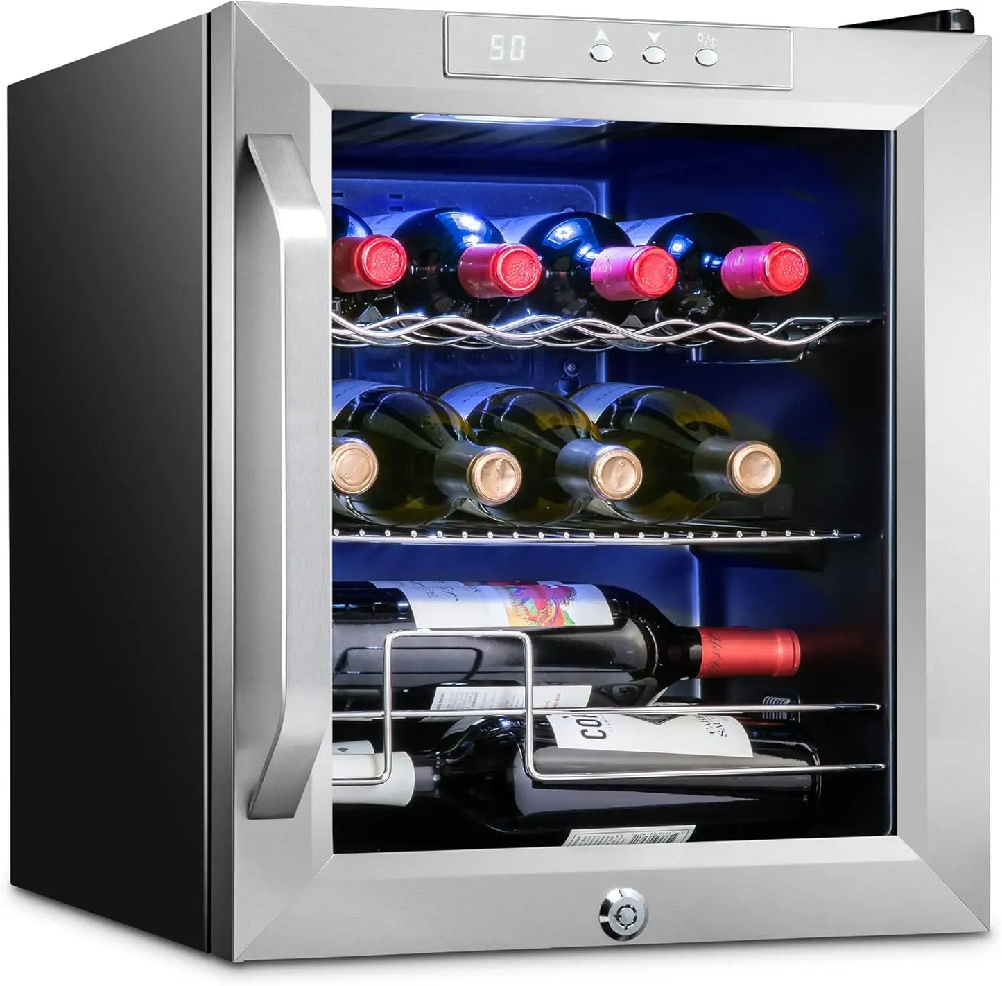 Bottle Compressor Wine Cooler With Lock Freestanding Cellar