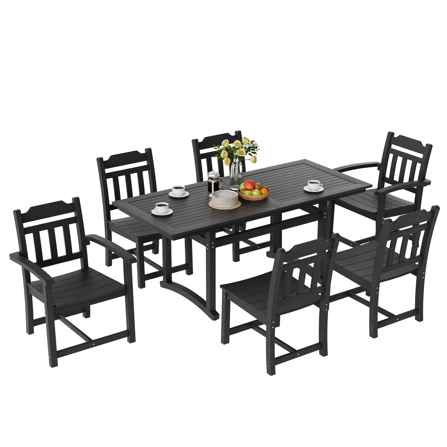 SucceBuy 7 Piece Patio Dining Set Outdoor Rectangle Table And Chairs All Weather