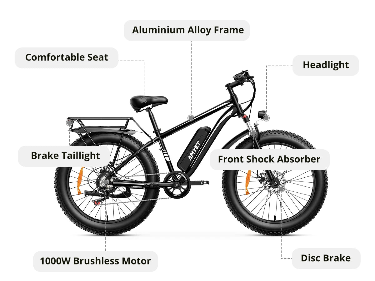 Amyet EB26 Electric Bike 1000W 48V 26 Inch Fat Tire
