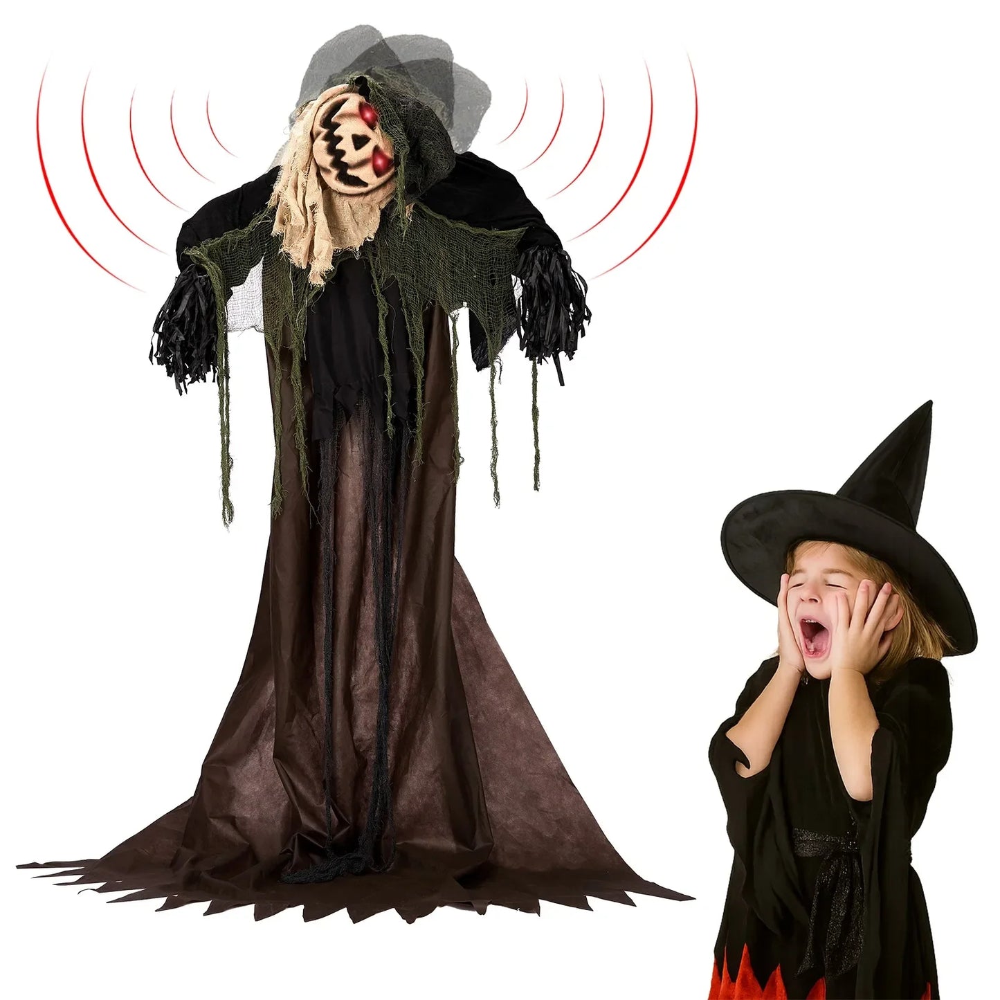 Halloween Decor Indoor Animatronic Wizard With Pumpkin