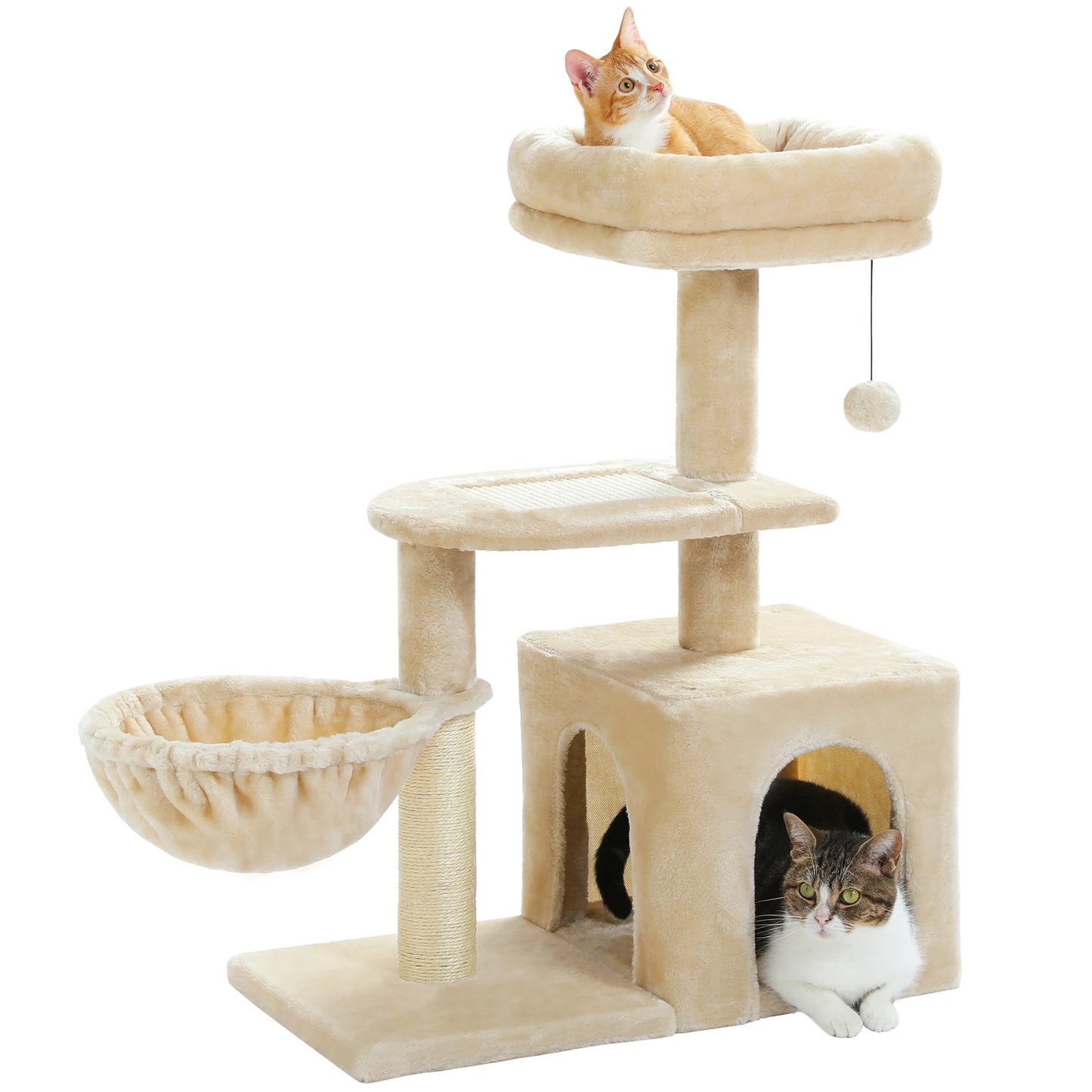 Grey Cat Tree Tower For Indoor Cats Two Styles With Hammock