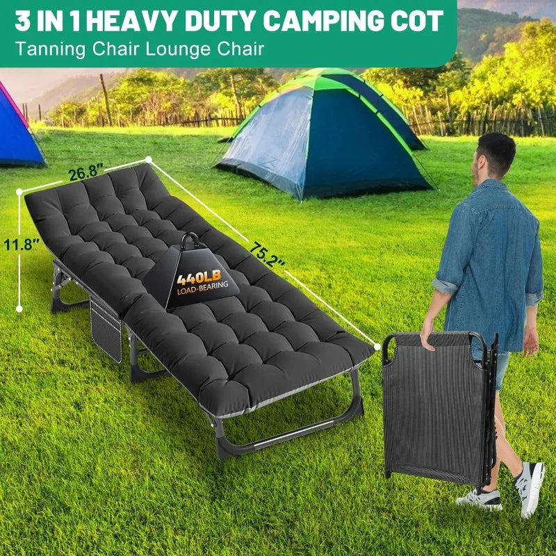 ABORON Folding Camping Cot For Adults Heavy Duty Mattress