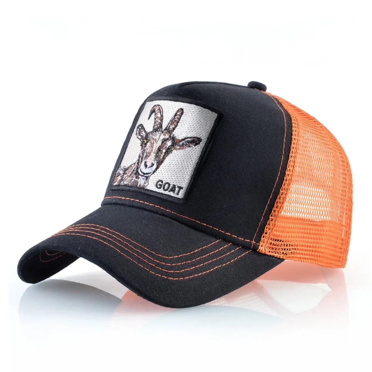 Unisex Embroidered Goat Patch Trucker Cap Four Seasons Snapback Baseball Hat