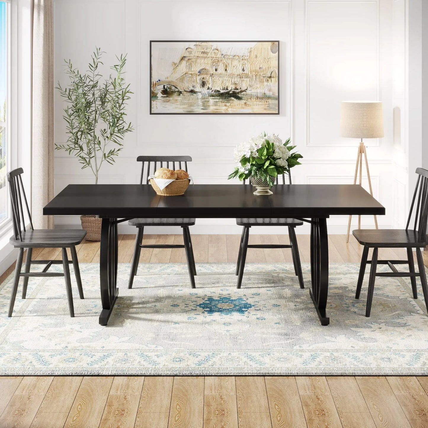 Tribesigns 63 Inch Dining Table for 4-6 with Metal Frame