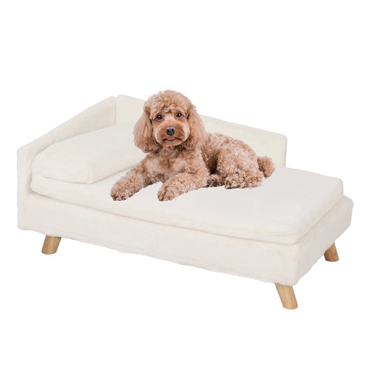 Elevated Pet Bed With Solid Wood Legs Dog Cat Sofa Plush