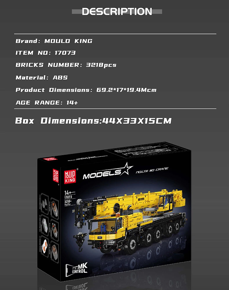 Mould King 17073 17074 LTM 1110 RC Crane Lego Compatible Building Block Set