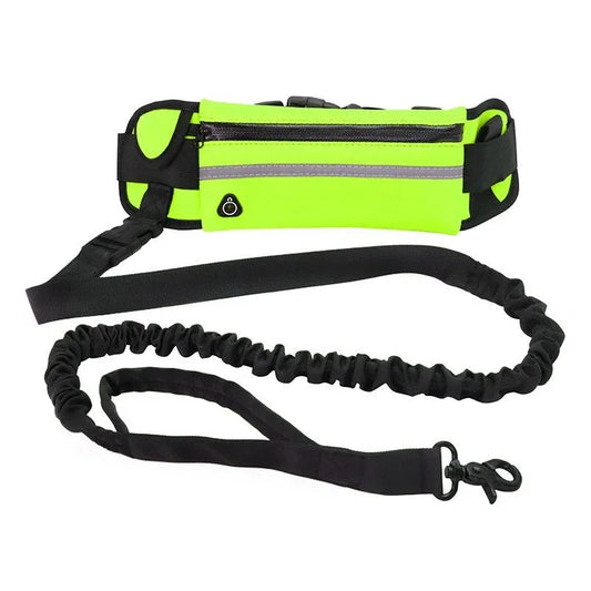Hands Free Retractable Elastic Dog Leash With Reflective Belt And Waist Bag