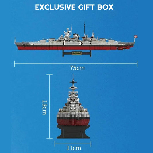 Military MOC Forange FC4201 Bismarck Class Battleship Model 2081PCS Building Blocks Brick Puzzle Toy for Kids Gift