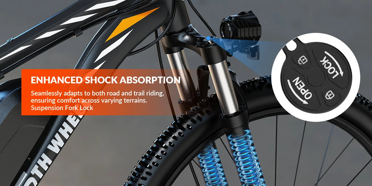 5th Wheel AB17 Electric Bike 700W Peak Motor 23 Mph Max Speed Suspension Gray