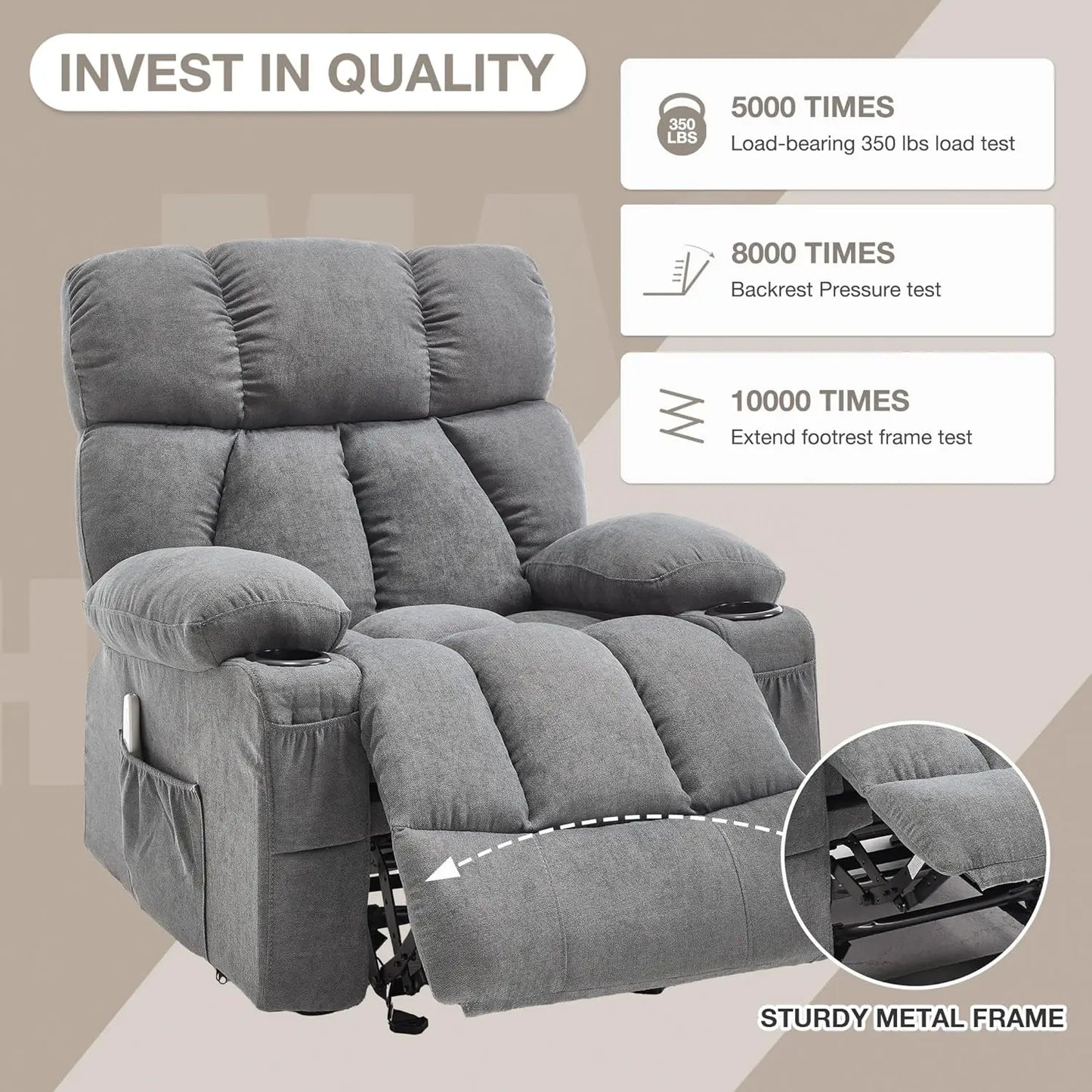 Ergonomic Massage Rocker Recliner With Heat And Vibration