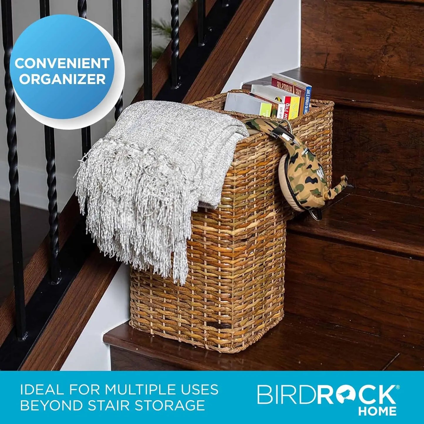 Wicker Storage Bin With Cut Out Handles Natural Brown