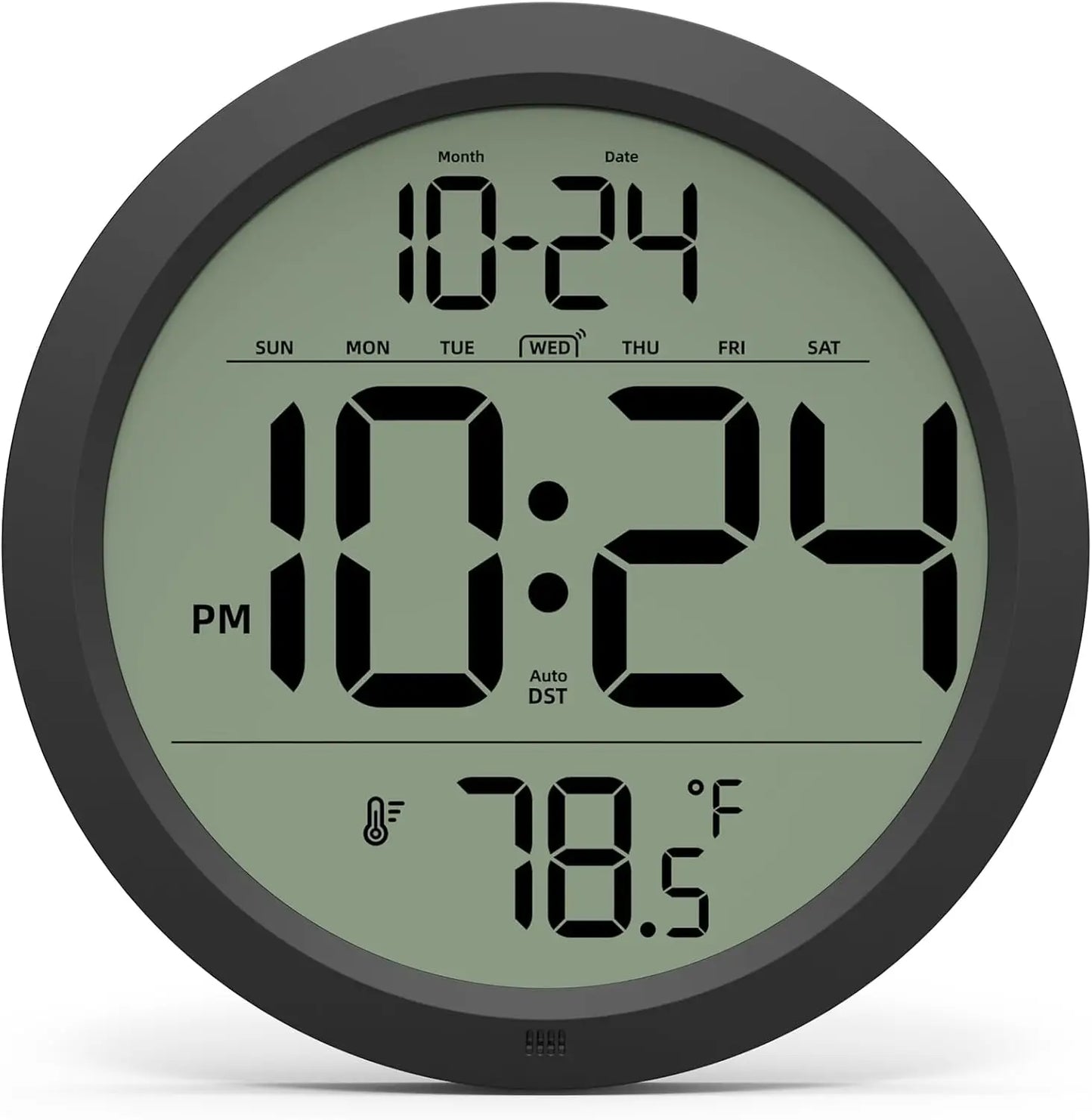 8 Inch Digital Wall Clock Date Temperature Auto DST Battery Operated